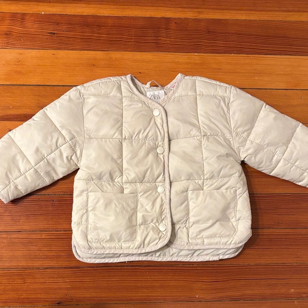 Zara Baby Cream Puffer Jacket, 3/6 mos